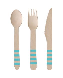 Cubiertos Madera Rayas Caribe 16cm 
