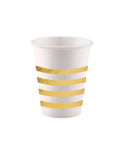 Vasos 250ml Papel Golden Wishes: Lineas Oro Metal 