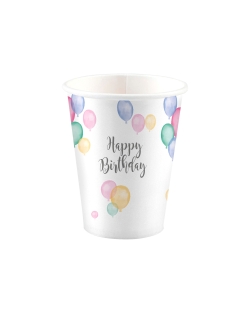 Vasos 250ml Papel Happy Bday Pastel 
