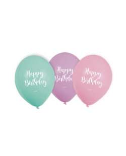 Globos Latex 22.8cm Happy Bday Pastel 