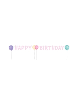 Banderin Letras Papel Happy Bday Pastel 150X13.8cm 