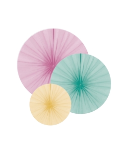 Decor. Colg. En Abanico Happy Bday Pastel Papel 16cm/28cm/35cm 