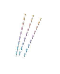 Pajitas Papel Arcoiris Pastel 19.7cm 