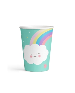 Vasos 250ml Papel Arcoiris Y Nube 