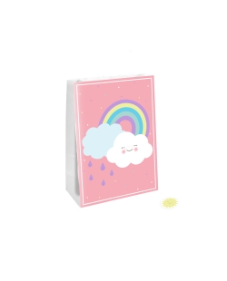Bolsas Papel Con Pegatinas Arcoiris Y Nube 14.7X21cm 