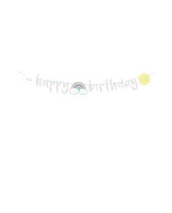 Banderin Letras Papel Arcoiris Y Nube 180X13cm 