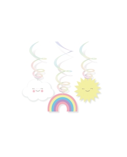 Decor. Colg. Espiral Arcoiris Y Nube 80cm 