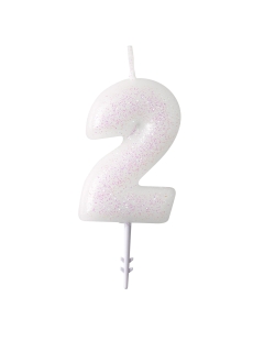 Vela Blanca Purpurina 6,5cm Nº 2 