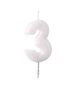 Vela Blanca Purpurina 6,5cm Nº 3 