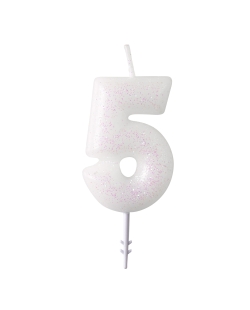 Vela Blanca Purpurina 6,5cm Nº 5 