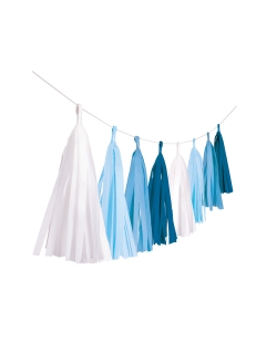 Guirnalda Flecos Papel Azul 304cm  