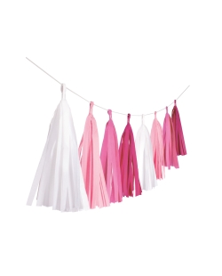 Guirnalda Flecos Papel Rosa 304cm  