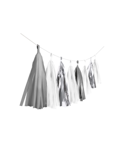 Guirnalda Pompom Plata Blanco 304cm ***OFERTA DTO NO ACUMULABLE