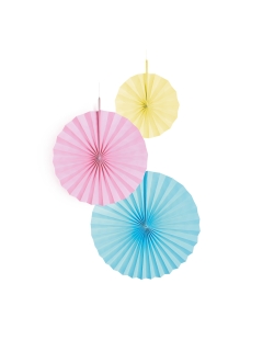 Decor. Colgante Abanico Papel Multicolor Pastel 18cm/30cm/ 38cm  
