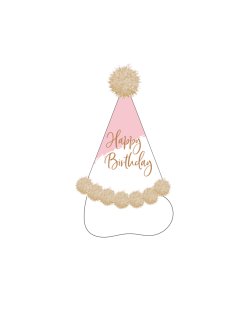 Gorro Cono Rosa Dorado 