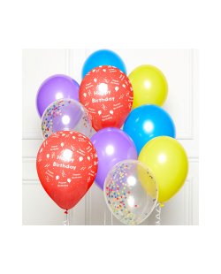 Globos Latex 27,5cm Kit Bouquet Happy Bday 