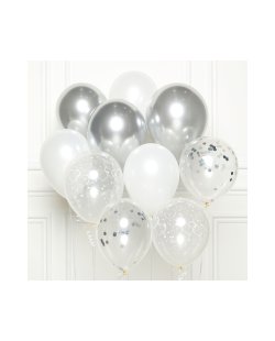 Globos Latex 27,5cm Kit Bouquet Plata 