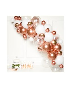 Globos Latex Kit Guirnalda Rosa Dorado 