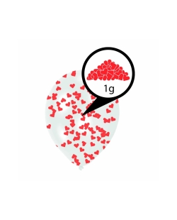Globos Latex 27,5cm Cristal + Confeti Corazones Rojos 1Gr 