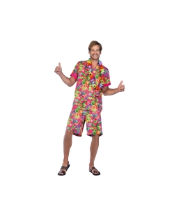 Disfraz Adulto Set Hawaiano Rosa Talla XL