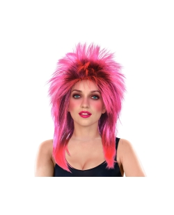 Disfraz Acc. Peluca Estrella Rock Años 80 Rosa Talla Unica