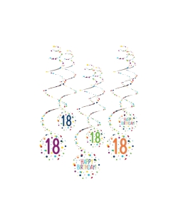 Decor. Colg. Espiral Bday Confeti 18 61cm 