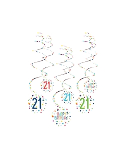 Decor. Colg. Espiral Bday Confeti 21 61cm 