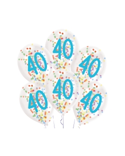 Globos Latex 27,5cm 40 Cumple 1C + Confeti Surtido 