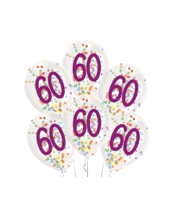 Globos Latex 27,5cm 60 Cumple 1C + Confeti Surtido 