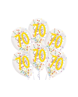 Globos Latex 27,5cm 70 Cumple 1C + Confeti Surtido 