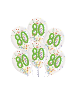Globos Latex 27,5cm 80 Cumple 1C + Confeti Surtido 