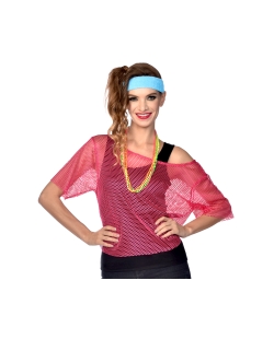 Disfraz Adulto Camiseta Años 80 Rosa Talla L/XL