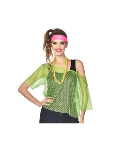 Disfraz Adulto Camiseta Malla Verde Años 80 Talla S/M