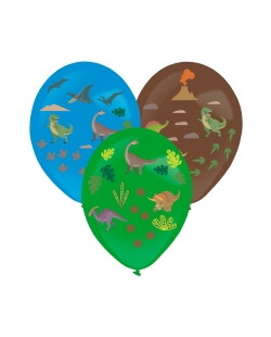 Globos Latex 35,5cm + Pegatinas Dinosaurio 