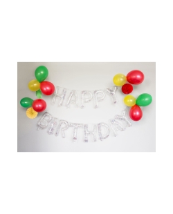 Guirnalda Kit Letras Y Globos Happy Bday Latex/Papel/Plast. 
