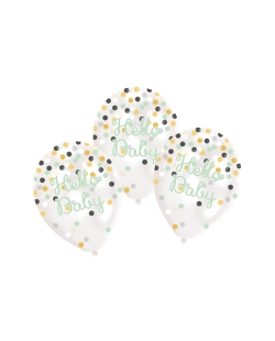 Globos Latex 27,5cm Confeti Hello Baby 