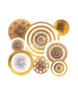Decor. Colg. Abanico Oro Y Blanco Papel 20/30/40cm 