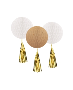 Decor. Colgante Bodas Nido Abeja Con Flecos 