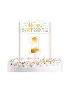Decor. Kit Tarta 1St Birthday Arcoiris 