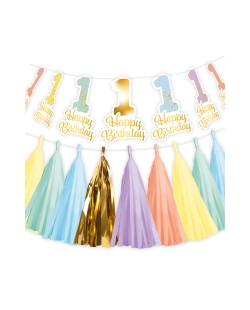 Decor. Kit Silla 1St Birthday Arcoiris 
