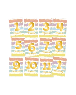 Tarjetas 12 Meses 1St Birthday Arcoiris 