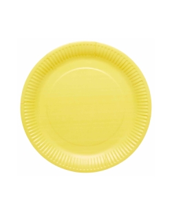 Platos Papel 23cm Amarillo Flor 