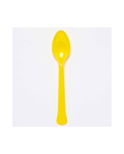 Cucharas Plastico Amarillo Flor 17cm 