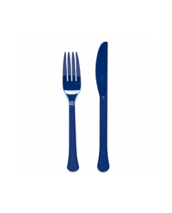 Tenedores Y Cuchillos Plastico Azul Arandano 18cm ***OFERTA DTO NO ACUMULABLE
