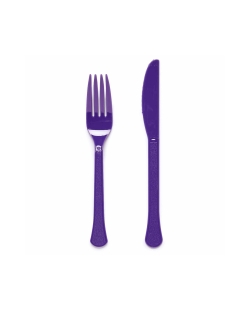 Tenedores Y Cuchillos Plastico Violeta Uva 18cm ***OFERTA DTO NO ACUMULABLE
