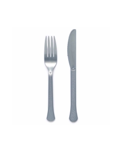 Tenedores Y Cuchillos Plastico Plata Grafito 18cm ***OFERTA DTO NO ACUMULABLE