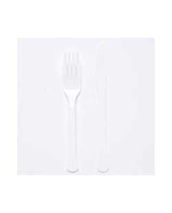 Tenedores Y Cuchillos Plastico Blanco Coco 18cm ***OFERTA DTO NO ACUMULABLE
