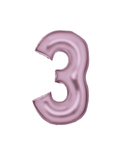 Forma Numero 3 Rosa Pastel Seda 86cm