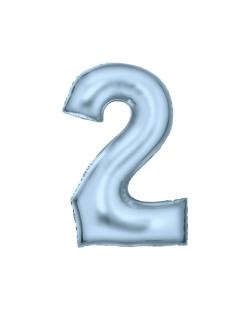 Forma Numero 2 Azul Pastel Seda 86cm