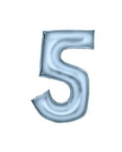 Forma Numero 5 Azul Pastel Seda 86cm